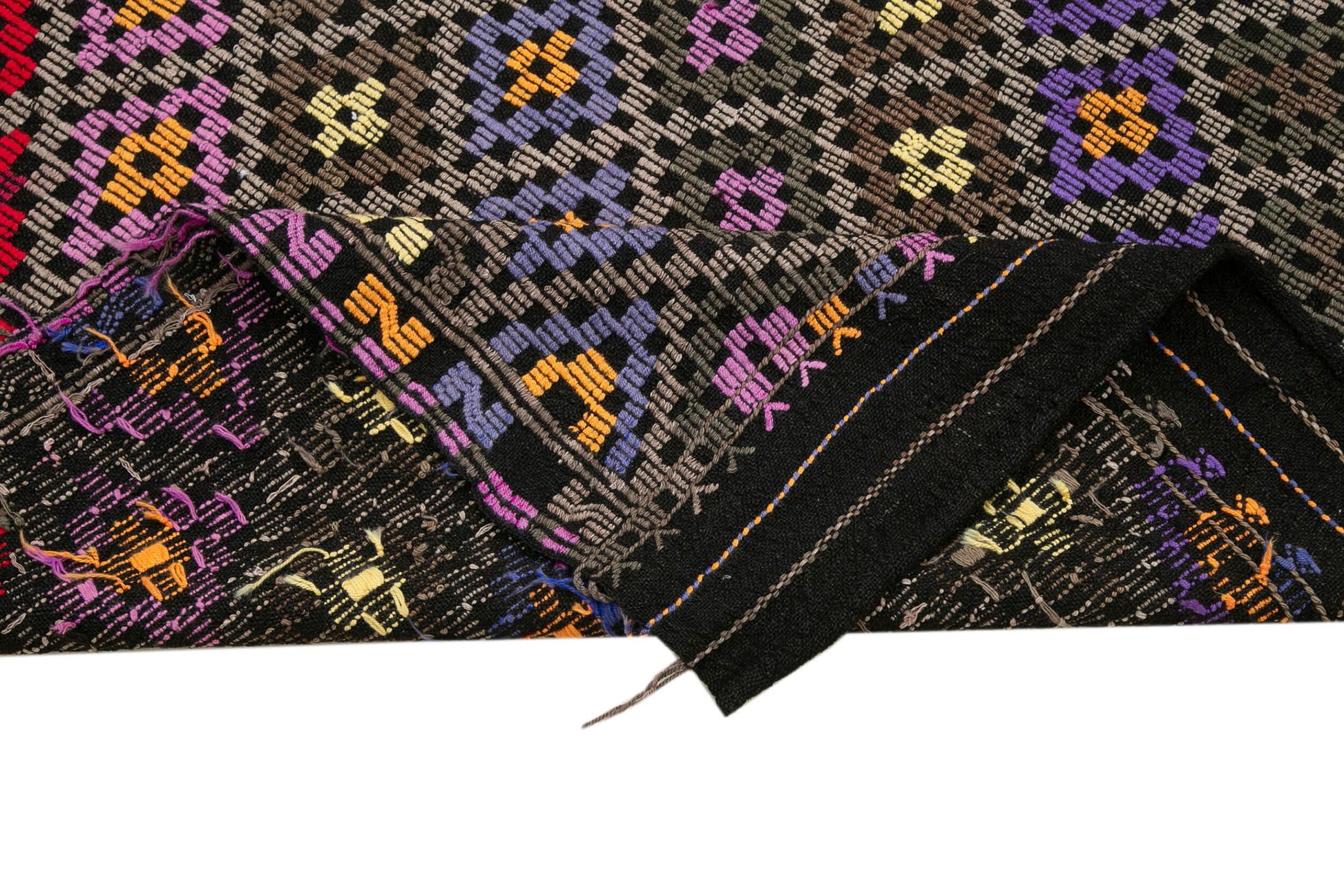 Geometric Kilim Beyaz Geometrik Keçi Tüyü El Dokuma Halısı 191x236 Agacan