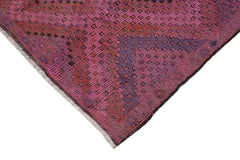 Geometric Kilim Pembe Geometrik Keçi Tüyü El Dokuma Halısı 158x365 Agacan