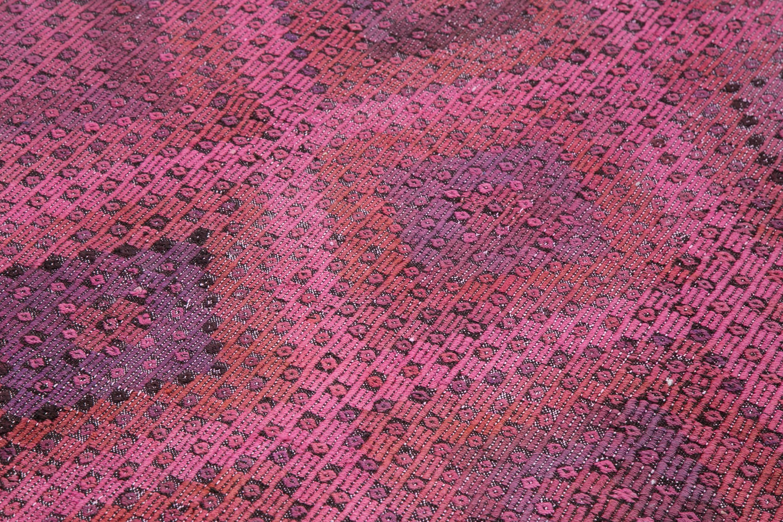 Geometric Kilim Pembe Geometrik Keçi Tüyü El Dokuma Halısı 158x365 Agacan