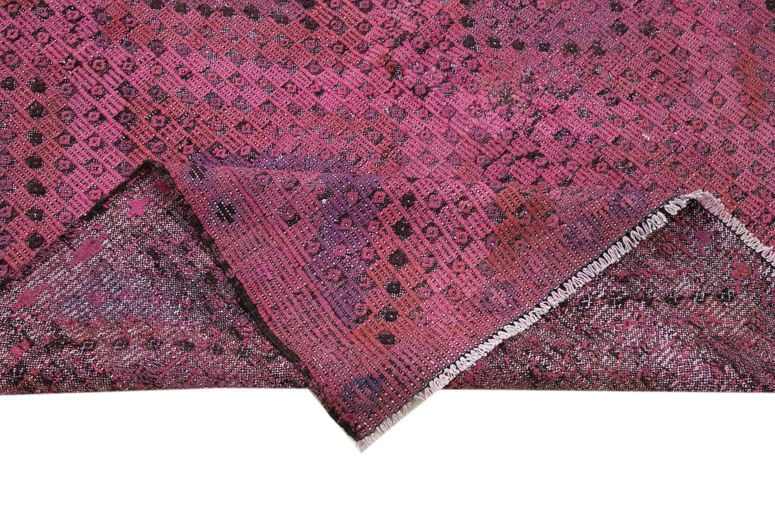 Geometric Kilim Pembe Geometrik Keçi Tüyü El Dokuma Halısı 158x365 Agacan