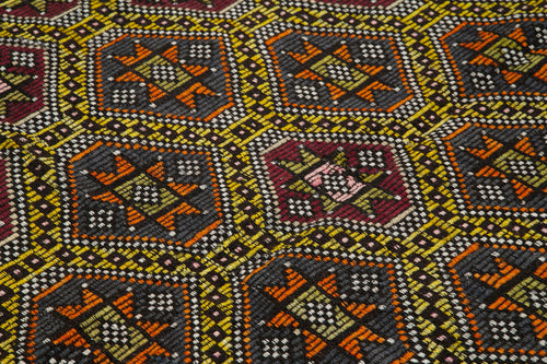 Geometric Kilim Beyaz Geometrik Keçi Tüyü El Dokuma Halısı 191x223 Agacan