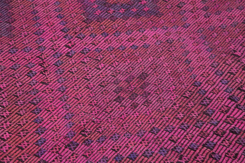 Geometric Kilim Pembe Geometrik Keçi Tüyü El Dokuma Halısı 180x290 Agacan