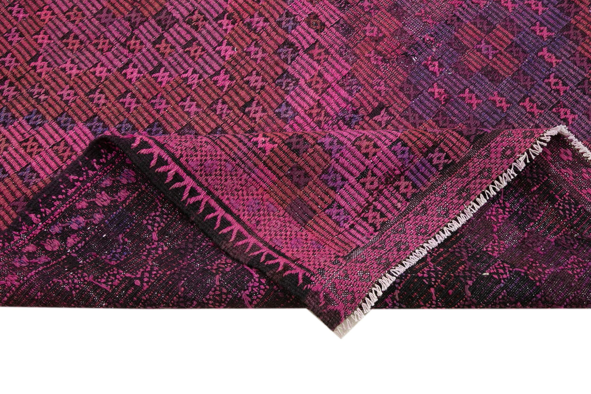 Geometric Kilim Pembe Geometrik Keçi Tüyü El Dokuma Halısı 180x290 Agacan