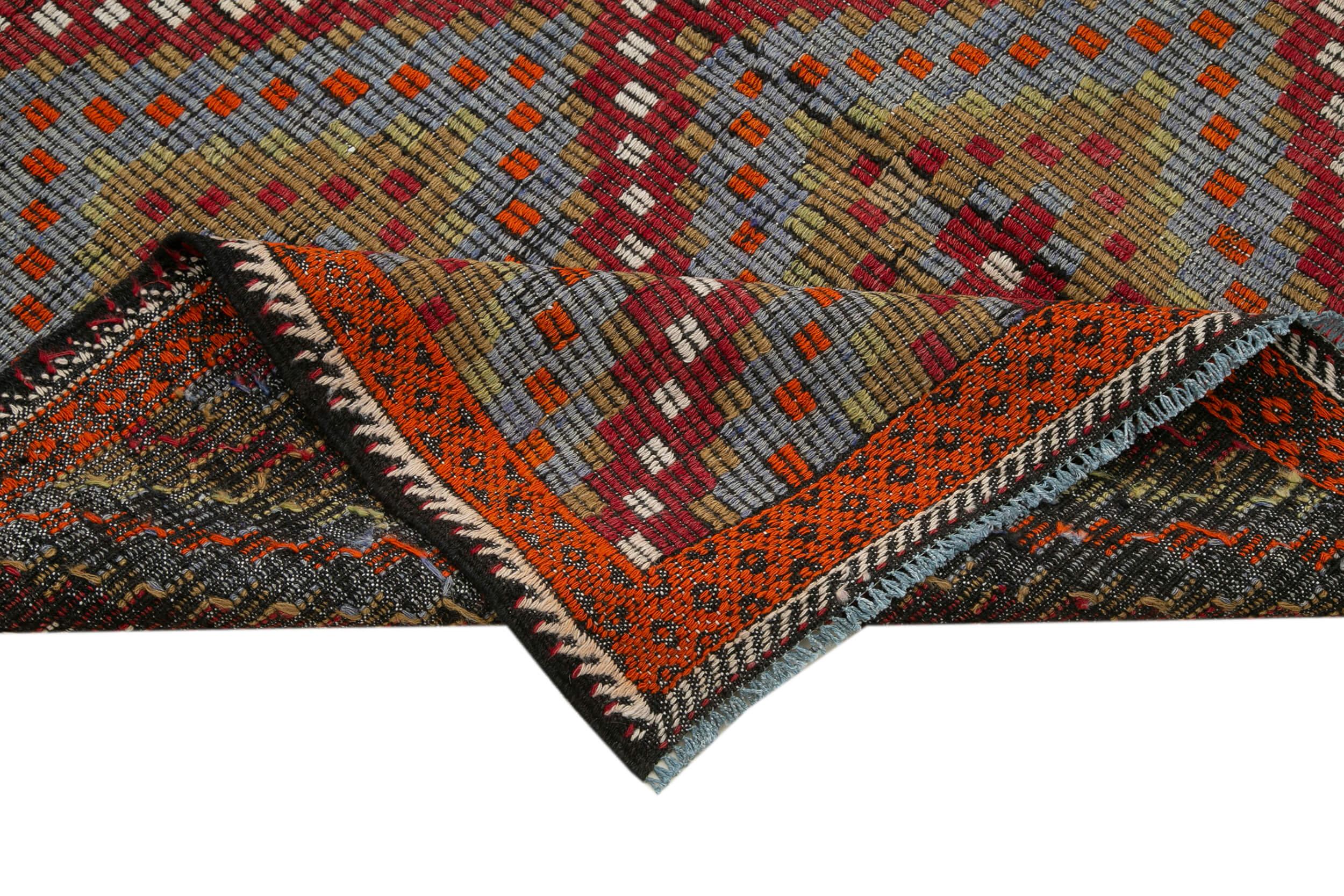 Geometric Kilim Beyaz Geometrik Keçi Tüyü El Dokuma Halısı 176x315 Agacan