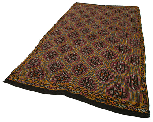 Geometric Kilim Beyaz Geometrik Keçi Tüyü El Dokuma Halısı 167x295 Agacan