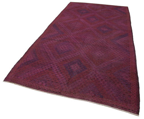 Geometric Kilim Pembe Geometrik Keçi Tüyü El Dokuma Halısı 170x330 Agacan