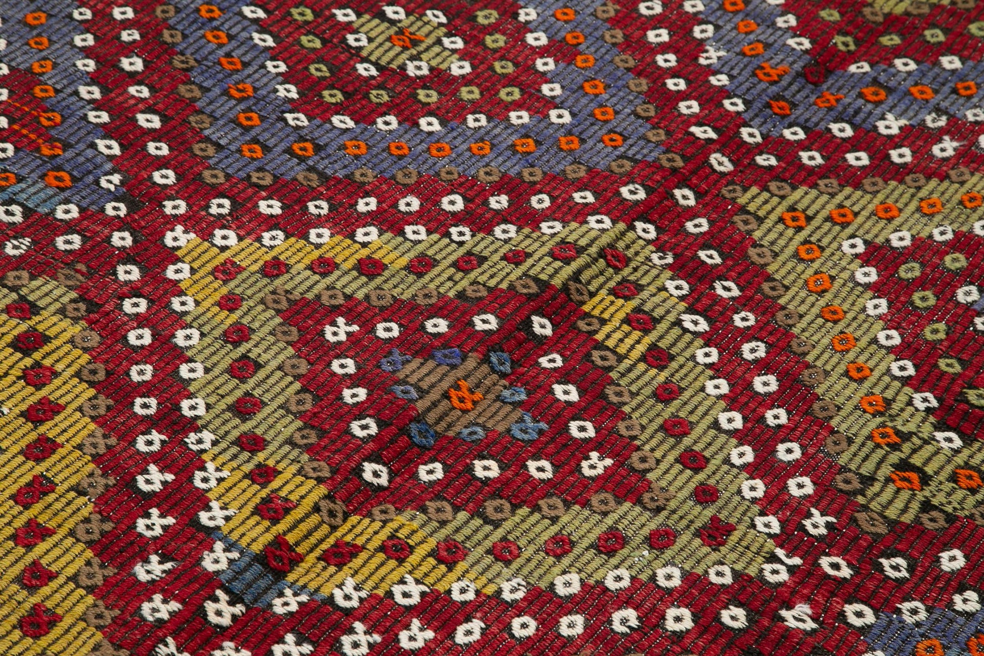 Geometric Kilim Beyaz Geometrik Keçi Tüyü El Dokuma Halısı 180x346 Agacan