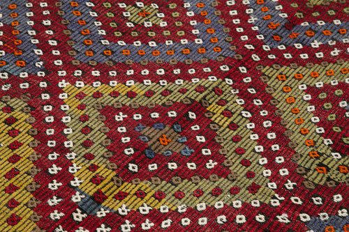 Geometric Kilim Beyaz Geometrik Keçi Tüyü El Dokuma Halısı 180x346 Agacan