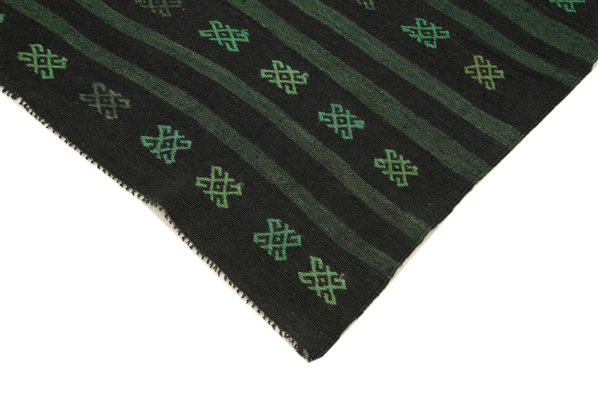Geometric Kilim Yeşil Geometrik Keçi Tüyü El Dokuma Halısı 183x320 Agacan