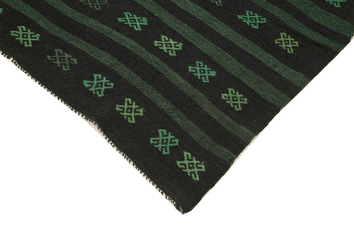 Geometric Kilim Yeşil Geometrik Keçi Tüyü El Dokuma Halısı 183x320 Agacan