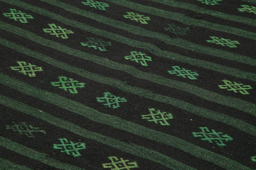 Geometric Kilim Yeşil Geometrik Keçi Tüyü El Dokuma Halısı 183x320 Agacan