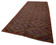 Geometric Kilim Beyaz Geometrik Keçi Tüyü El Dokuma Halısı 175x377 Agacan