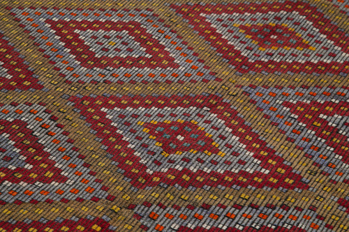 Geometric Kilim Beyaz Geometrik Keçi Tüyü El Dokuma Halısı 175x377 Agacan