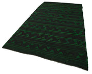 Geometric Kilim Yeşil Geometrik Keçi Tüyü El Dokuma Halısı 174x332 Agacan
