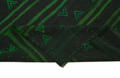 Geometric Kilim Yeşil Geometrik Keçi Tüyü El Dokuma Halısı 174x332 Agacan