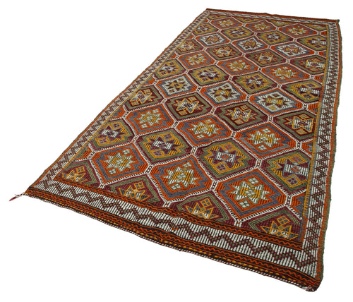 Geometric Kilim Beyaz Geometrik Keçi Tüyü El Dokuma Halısı 147x320 Agacan