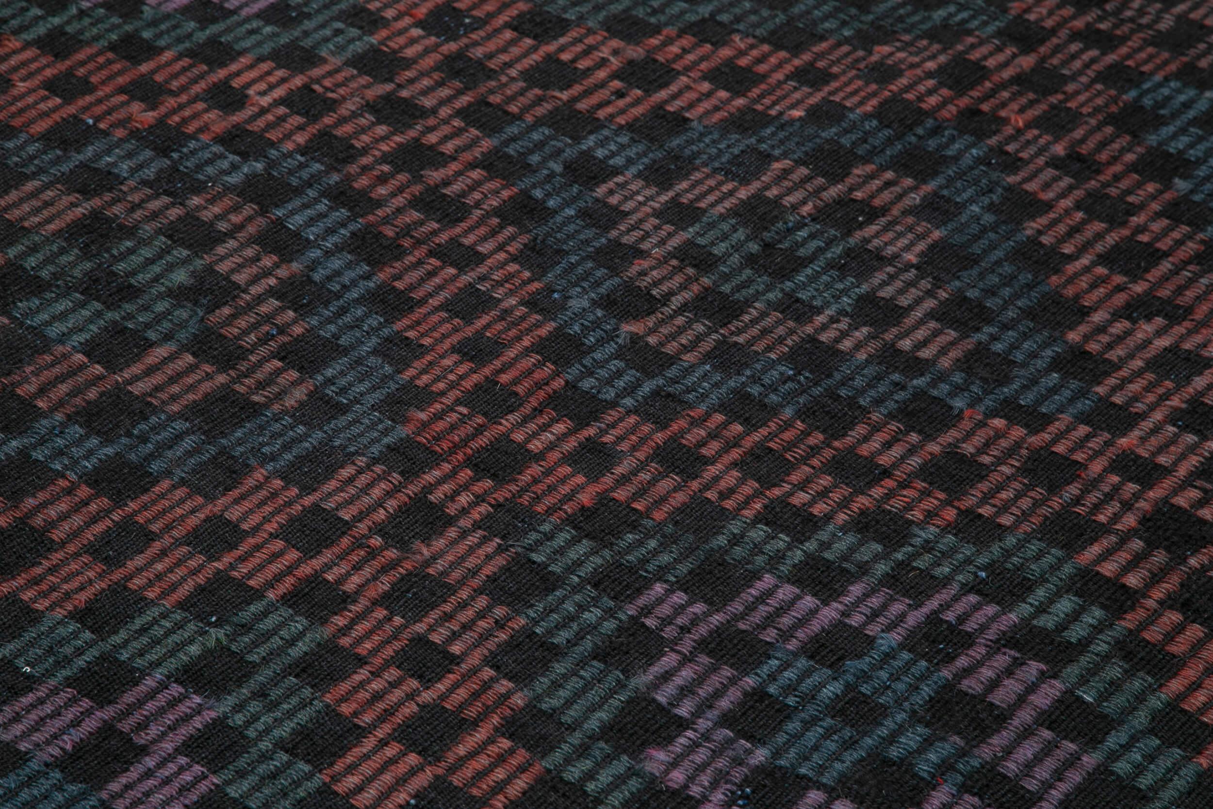 Geometric Kilim Siyah Geometrik Keçi Tüyü El Dokuma Halısı 203x262 Agacan