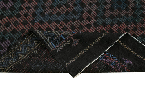 Geometric Kilim Siyah Geometrik Keçi Tüyü El Dokuma Halısı 203x262 Agacan