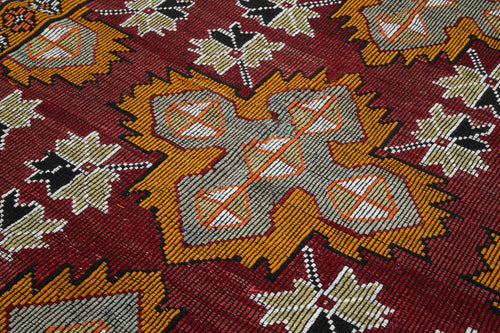 Geometric Kilim Beyaz Geometrik Keçi Tüyü El Dokuma Halısı 208x331 Agacan