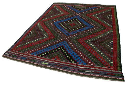 Geometric Kilim Beyaz Geometrik Keçi Tüyü El Dokuma Halısı 203x263 Agacan