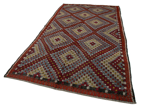 Geometric Kilim Beyaz Geometrik Keçi Tüyü El Dokuma Halısı 174x327 Agacan