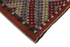 Geometric Kilim Beyaz Geometrik Keçi Tüyü El Dokuma Halısı 174x327 Agacan