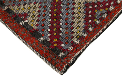 Geometric Kilim Beyaz Geometrik Keçi Tüyü El Dokuma Halısı 174x327 Agacan
