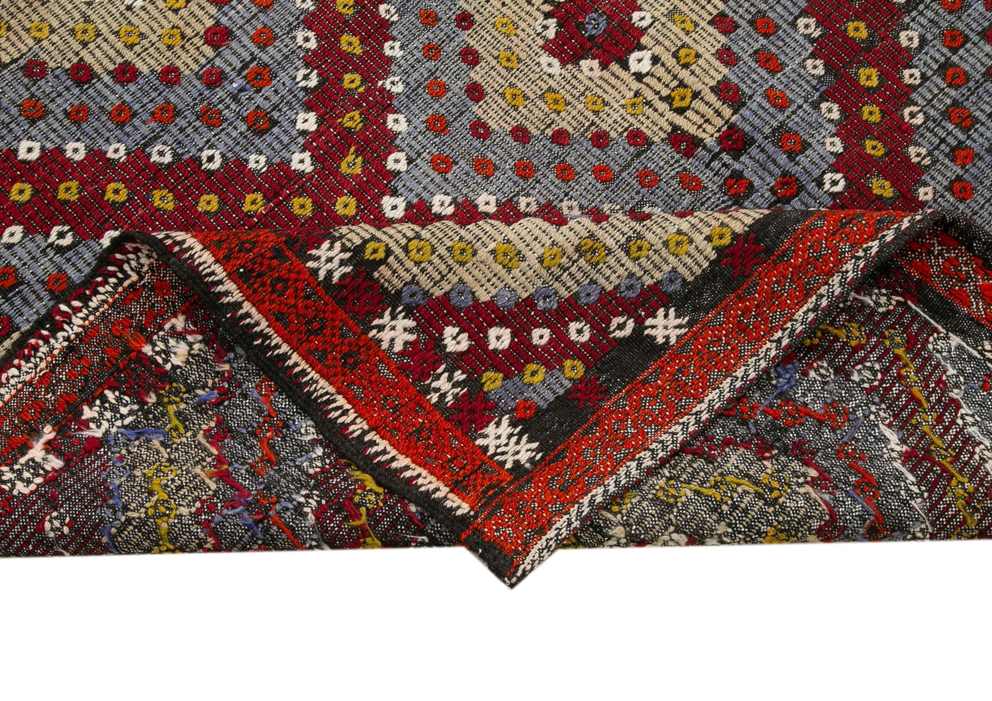 Geometric Kilim Beyaz Geometrik Keçi Tüyü El Dokuma Halısı 174x327 Agacan