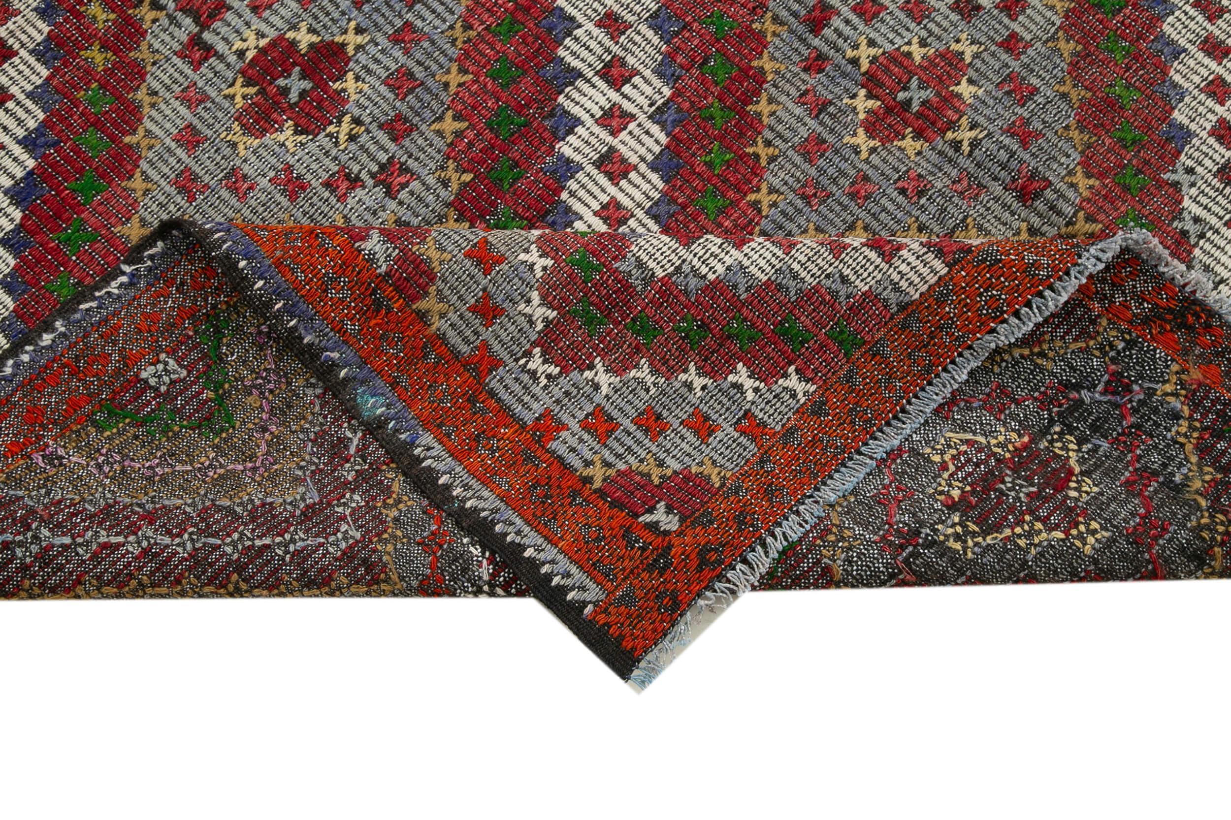 Geometric Kilim Beyaz Geometrik Keçi Tüyü El Dokuma Halısı 184x345 Agacan