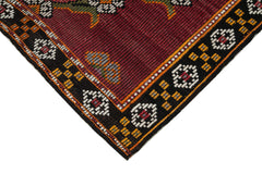 Geometric Kilim Kırmızı Geometrik Keçi Tüyü El Dokuma Halısı 223x326 Agacan