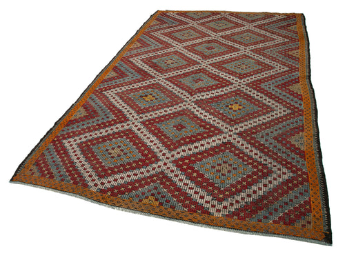 Geometric Kilim Beyaz Geometrik Keçi Tüyü El Dokuma Halısı 182x308 Agacan