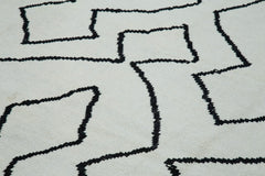 Morocco Bej Geometrik Yün Pamuk El Dokuma Halısı 300x414 Agacan