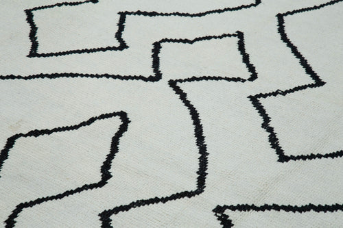 Morocco Bej Geometrik Yün Pamuk El Dokuma Halısı 300x414 Agacan