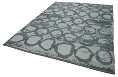 Morocco Mavi Geometrik Yün Pamuk El Dokuma Halısı 230x300 Agacan