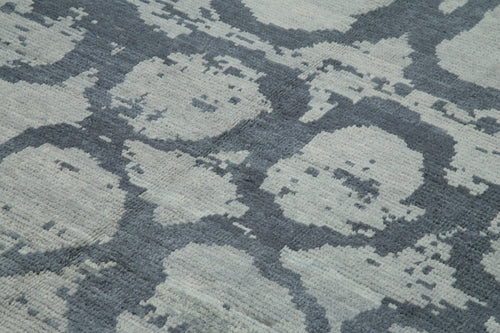 Morocco Mavi Geometrik Yün Pamuk El Dokuma Halısı 230x300 Agacan