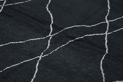 Morocco Siyah Geometrik Yün Pamuk El Dokuma Halısı 254x347 Agacan