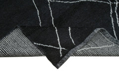 Morocco Siyah Geometrik Yün Pamuk El Dokuma Halısı 254x347 Agacan