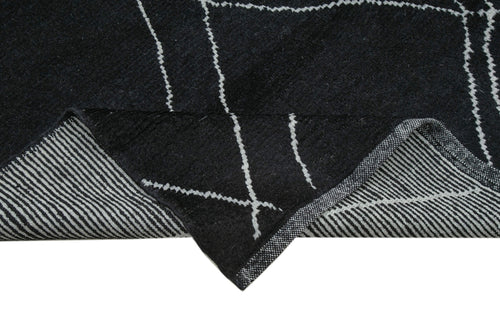 Morocco Siyah Geometrik Yün Pamuk El Dokuma Halısı 254x347 Agacan