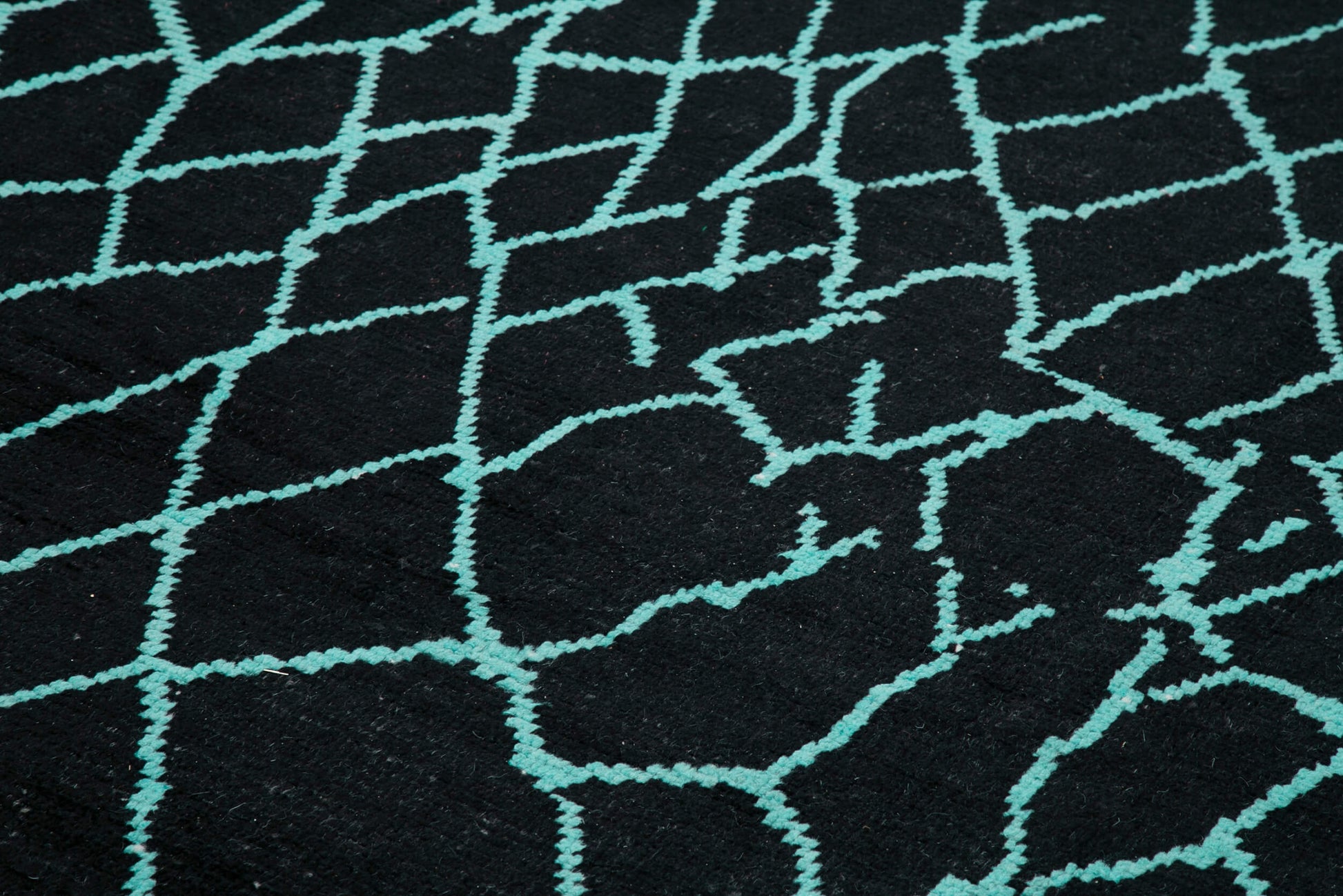 Morocco Siyah Geometrik Yün Pamuk El Dokuma Halısı 290x445 Agacan