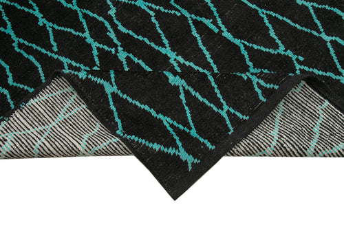 Morocco Siyah Geometrik Yün Pamuk El Dokuma Halısı 290x445 Agacan