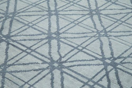 Morocco Mavi Geometrik Yün Pamuk El Dokuma Halısı 298x416 Agacan