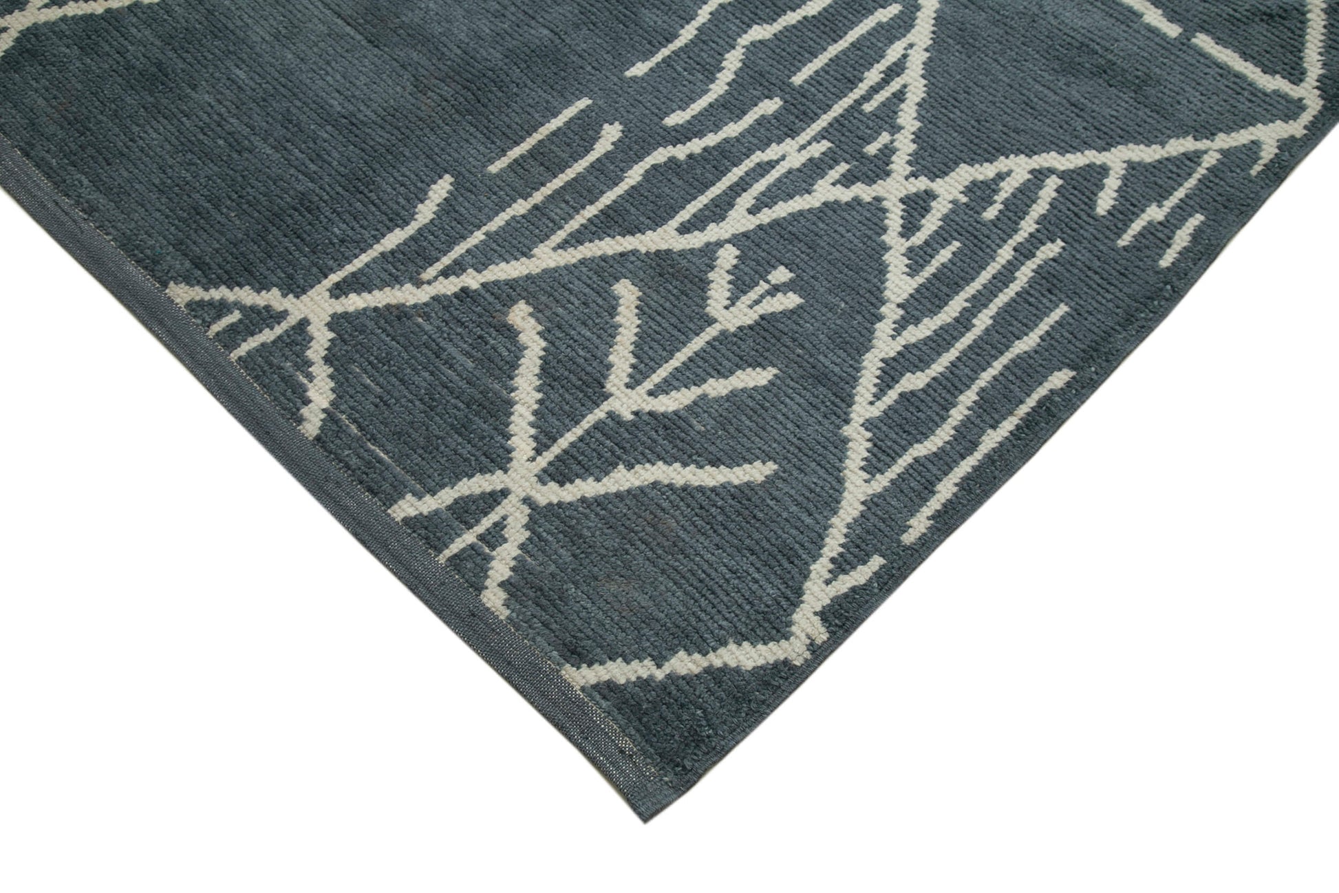 Morocco Gri Geometrik Yün Pamuk El Dokuma Halısı 300x424 Agacan