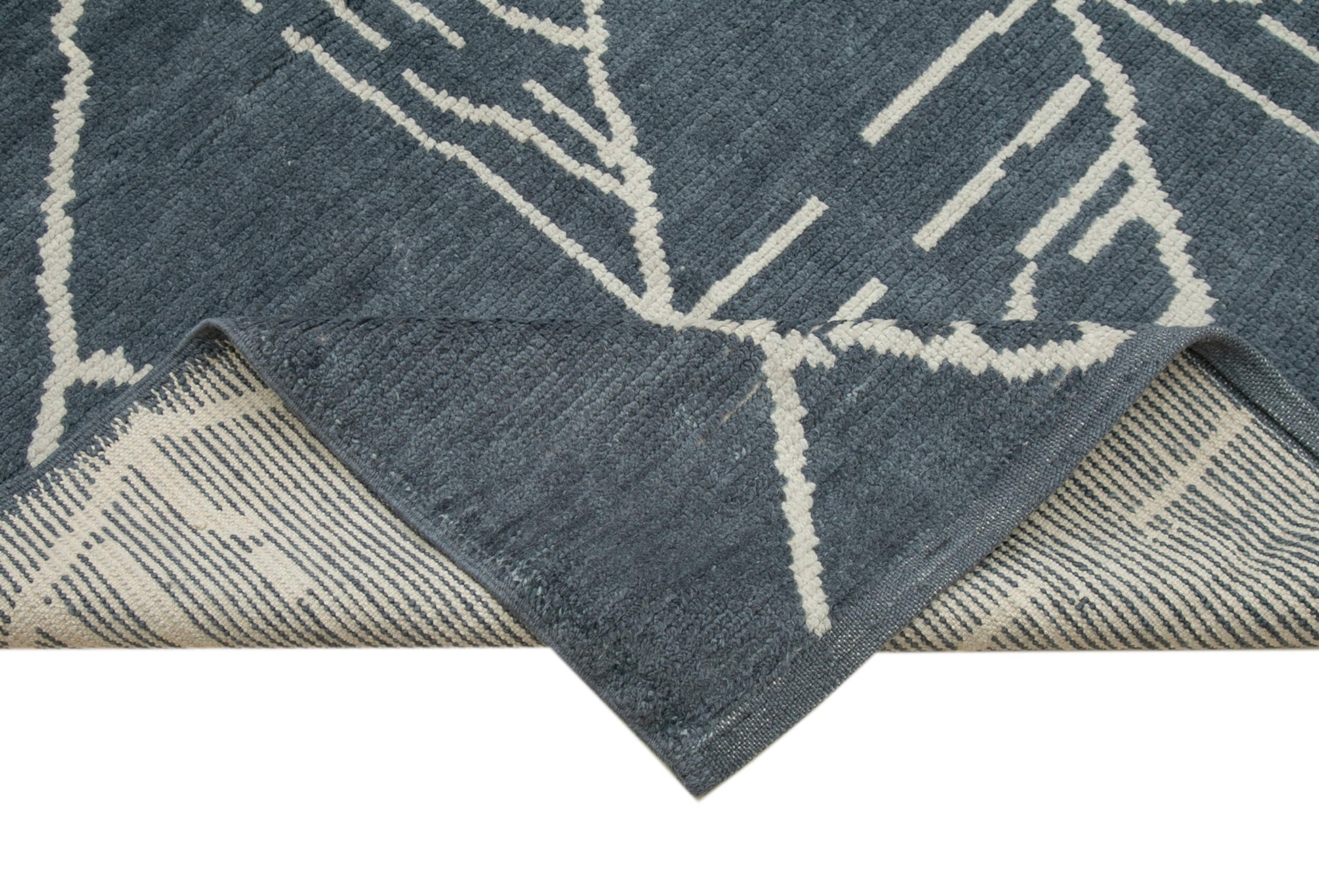 Morocco Gri Geometrik Yün Pamuk El Dokuma Halısı 300x424 Agacan