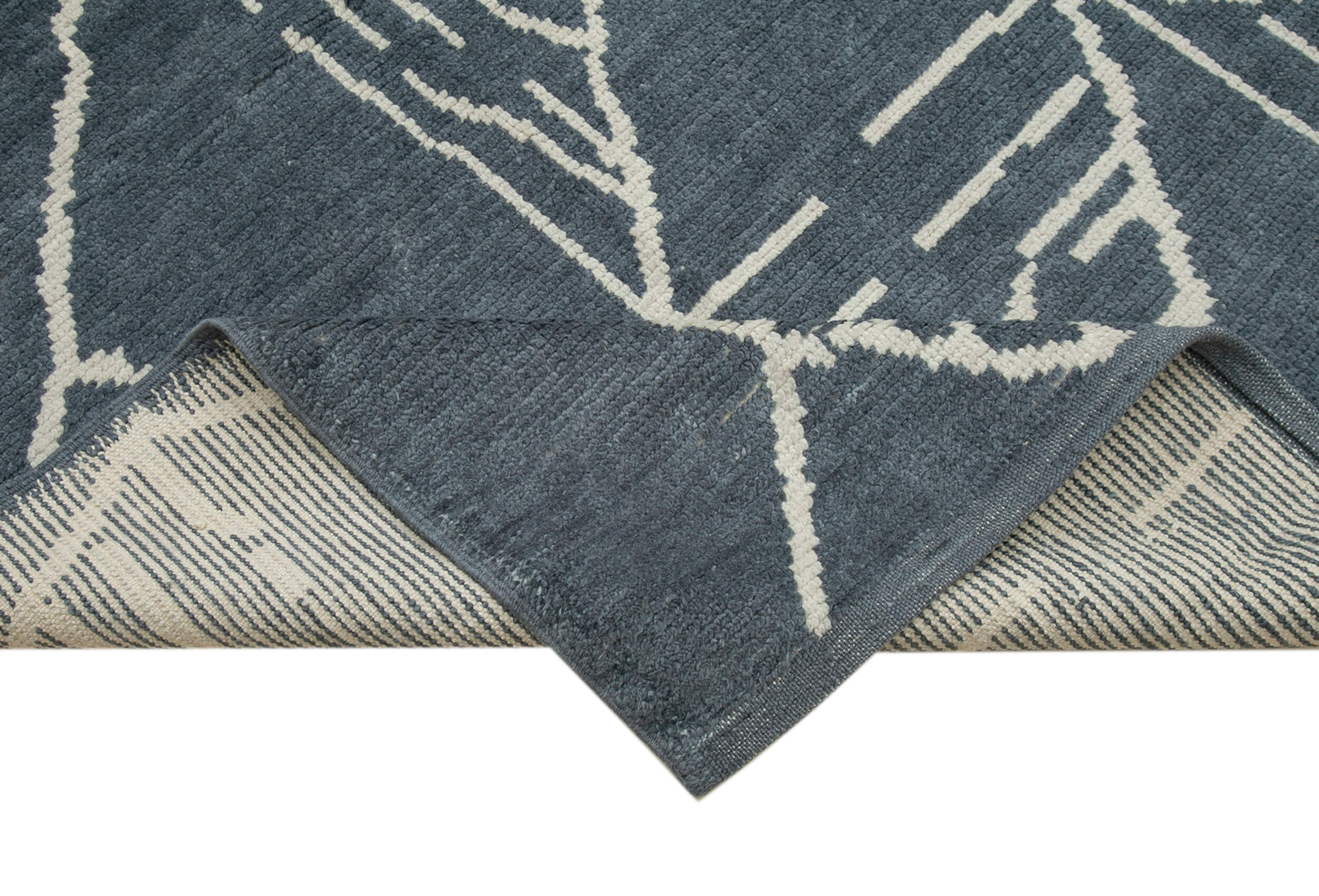 Morocco Gri Geometrik Yün Pamuk El Dokuma Halısı 300x424 Agacan