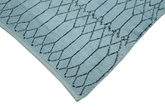 Morocco Mavi Geometrik Yün Pamuk El Dokuma Halısı 275x364 Agacan