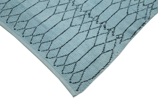 Morocco Mavi Geometrik Yün Pamuk El Dokuma Halısı 275x364 Agacan