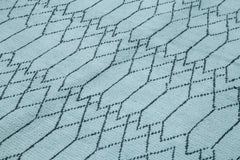 Morocco Mavi Geometrik Yün Pamuk El Dokuma Halısı 275x364 Agacan