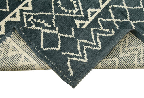 Morocco Gri Geometrik Yün Pamuk El Dokuma Halısı 278x381 Agacan