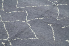 Morocco Gri Geometrik Yün Pamuk El Dokuma Halısı 245x363 Agacan