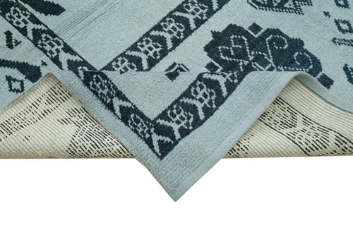 Morocco Mavi Geometrik Yün Pamuk El Dokuma Halısı 300x430 Agacan